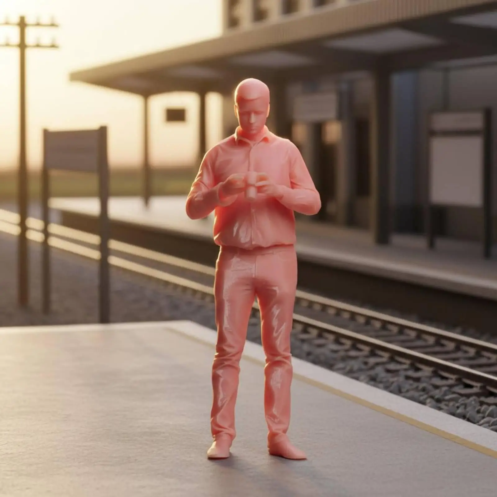 Model Scene Photographer Figurine Resin Miniature People Bright Figure Statue for Street Layout Decoration