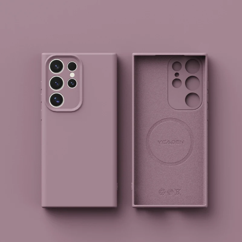 حافظات هاتف Magsafe فاخرة من السيليكون السائل لهاتف سامسونج جالاكسي S25 Ultra S24 23 22 Plus غطاء ناعم مغناطيسي للشحن اللاسلكي