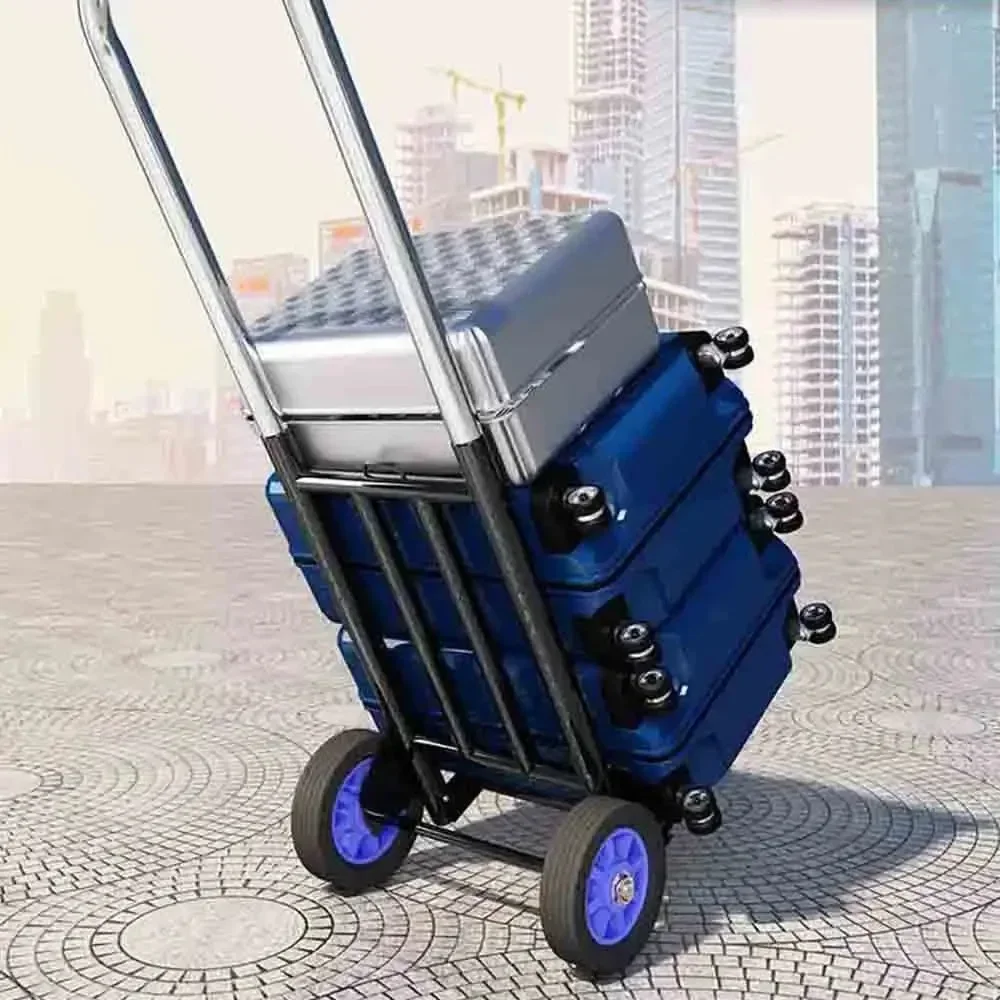 Folding Trolley Adjustable Handle Retractable forHandlingTrailer Household Shopping Trolley Portable Luggage Hand Cart Artifact