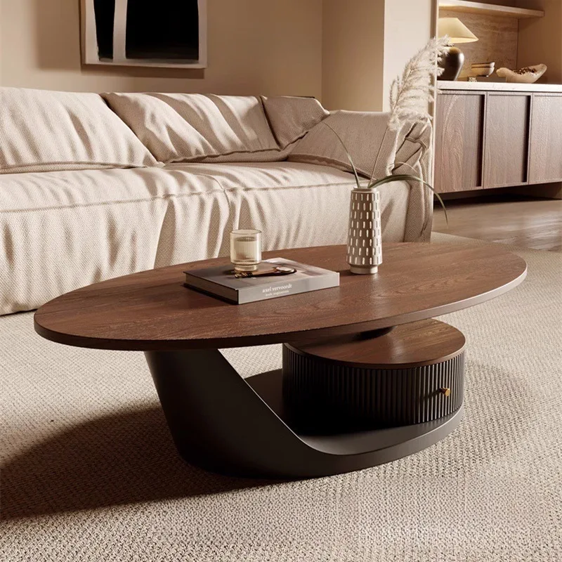 

HYS medieval solid wood coffee table light luxury modern simple household living room tea table small apartment