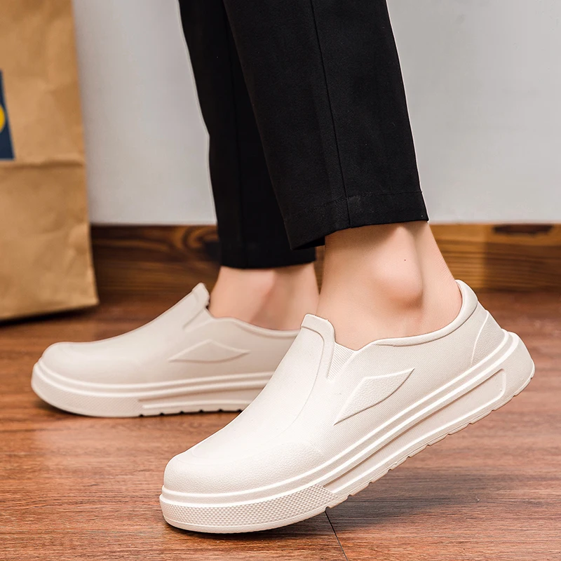 Men's Chef Shoes Anti Slip Oil Resistant Dirt Resistant Work Shoes Quick Drying Thick Soled Rain Shoes Large Size Breath Clogs image 4