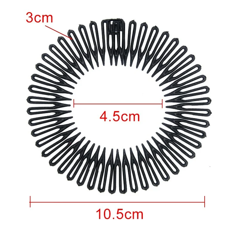 2pcs Rhinestone Plastic Full Circle Stretch Diamond Flexible Comb Teeth Headband Hair Band Clip Face Wash Fixed Hair Accessories