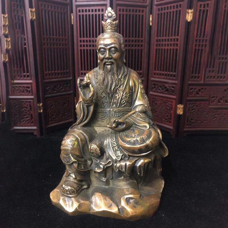 Brass statue of Laojun for worship, home living room decoration