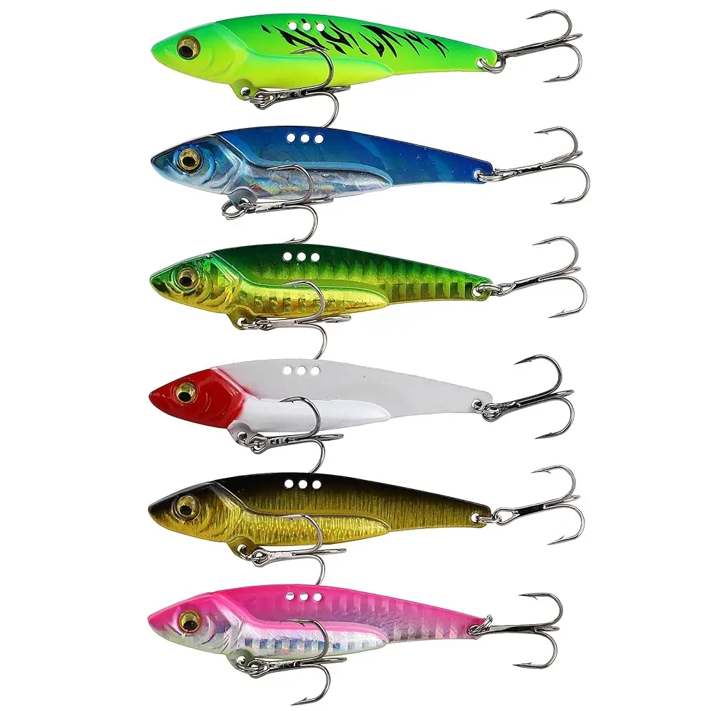 

Металлические приманки Blade Baits для ловли баса и судака, 6 шт., 20 г, тонущие джиг-блесны, жесткие воблеры - 2,75 дюйма