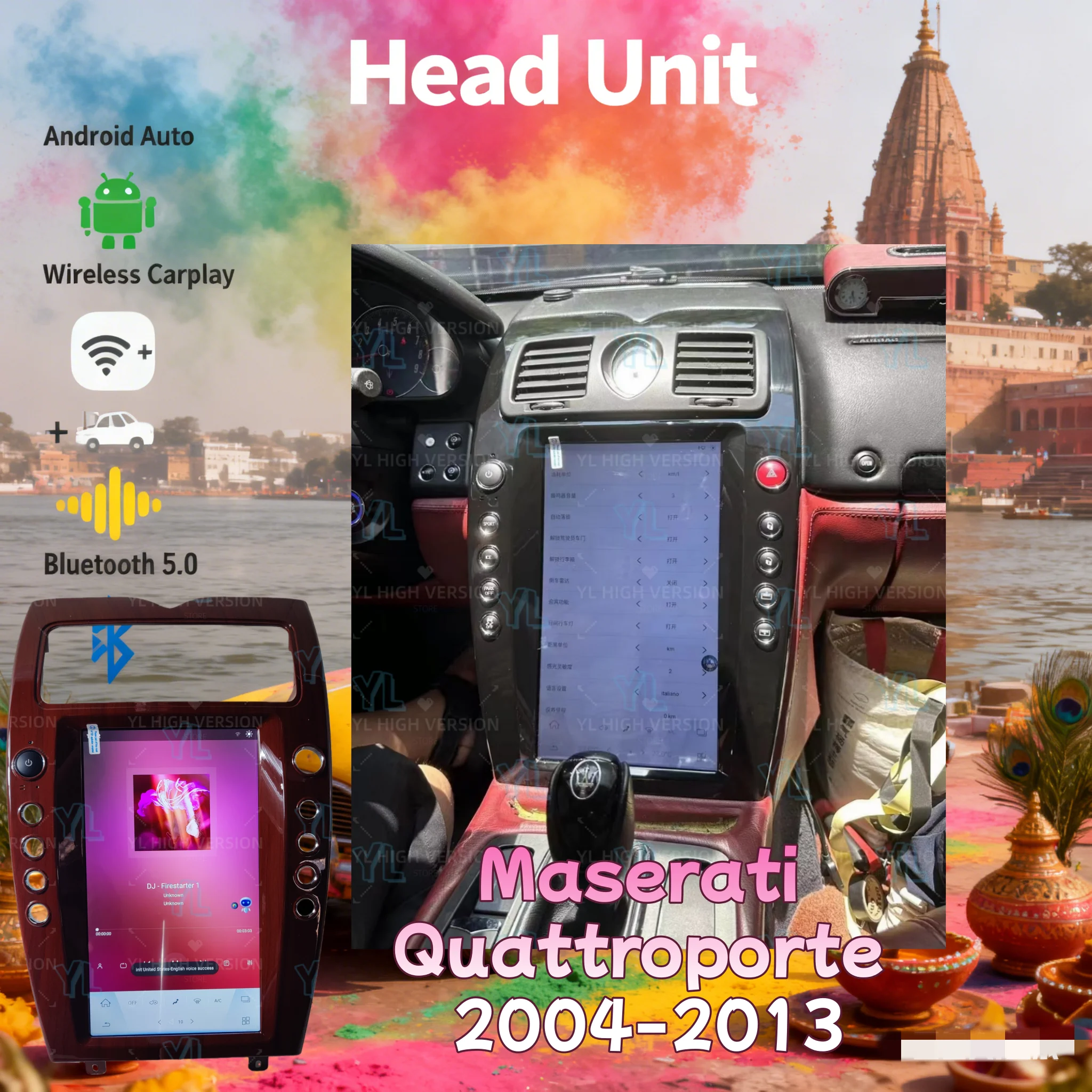 

13.9'' Android Qualcomm Vertical Car Radio For Maserati Quattroporte 2004-2012 GPS Navigation Multimedia Player Head Unit 4G BT