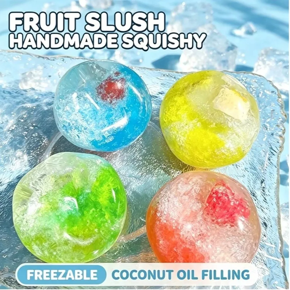 Ice Ball Fruit Smoothie Fruit Slush Squishy Slushie Cherry Crispy Skin Ball Strawberry Crunchy Sound Cracking Squishy Gifts