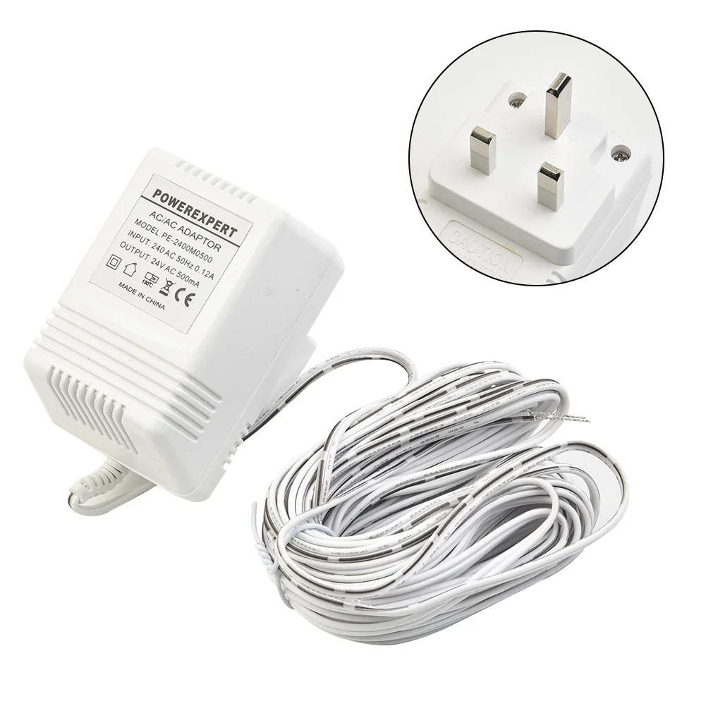 Transformador de timbre de vídeo de 24V y 500mA, Cable de 8 metros, adaptador de fuente de alimentación de cámara, cargador para anillo de