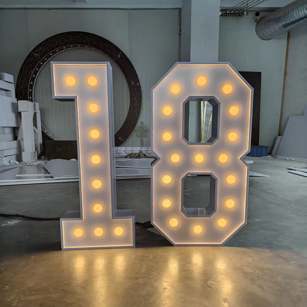 

Wholesale Pvc LED Marquee Numbers 0-9 Glowing Large Number Light Backdrop for Wedding Birthday Party Decoration