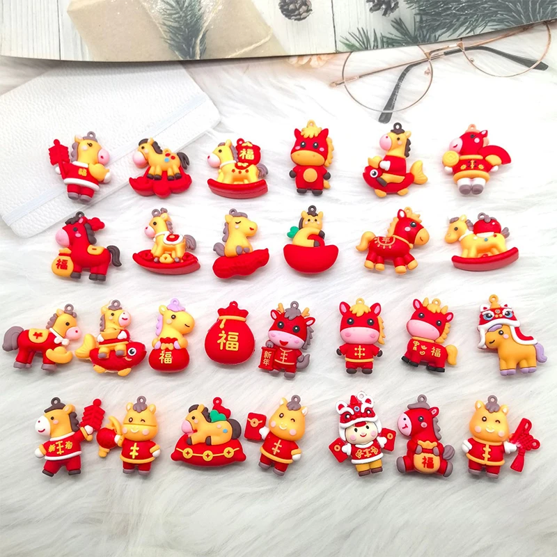10 قطعة 2026 السنة الجديدة الحصان المفاتيح قلادة لطيف المهر Charms المعلقات لصنع المجوهرات المفاتيح DIY بها بنفسك اكسسوارات لوازم #4