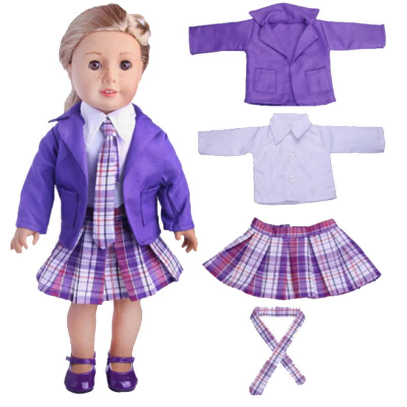 School Uniform Kleding Jurk Pak Voor 18 "Pop Jas Wear Set, ook Fit Voor Baby Poppen Kinderen Aanwezig