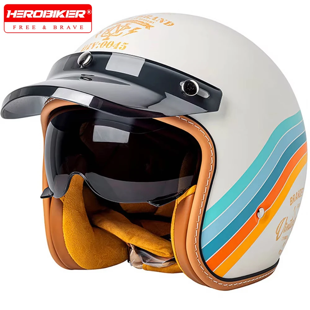 

Retro Helmet Vintage DOT Certification 3/4 Open Face Helmets Motorcycle Helmet Moto Helmet Half Face Men Women For Four Seasons