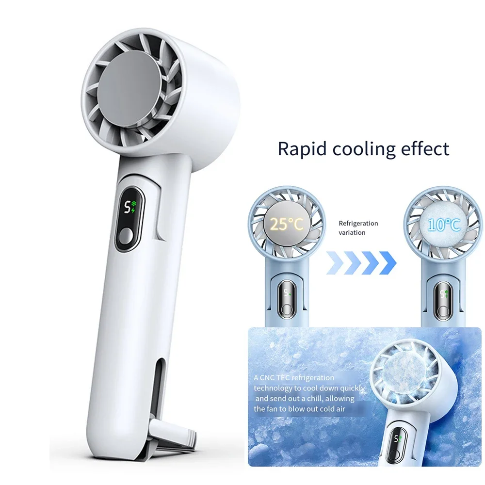 

Rechargeable Mini Fan for Outdoor Handheld Cooling Fan, Portable Fan with Cold Function, 5 Speeds Adjustable 4000mAh Battery