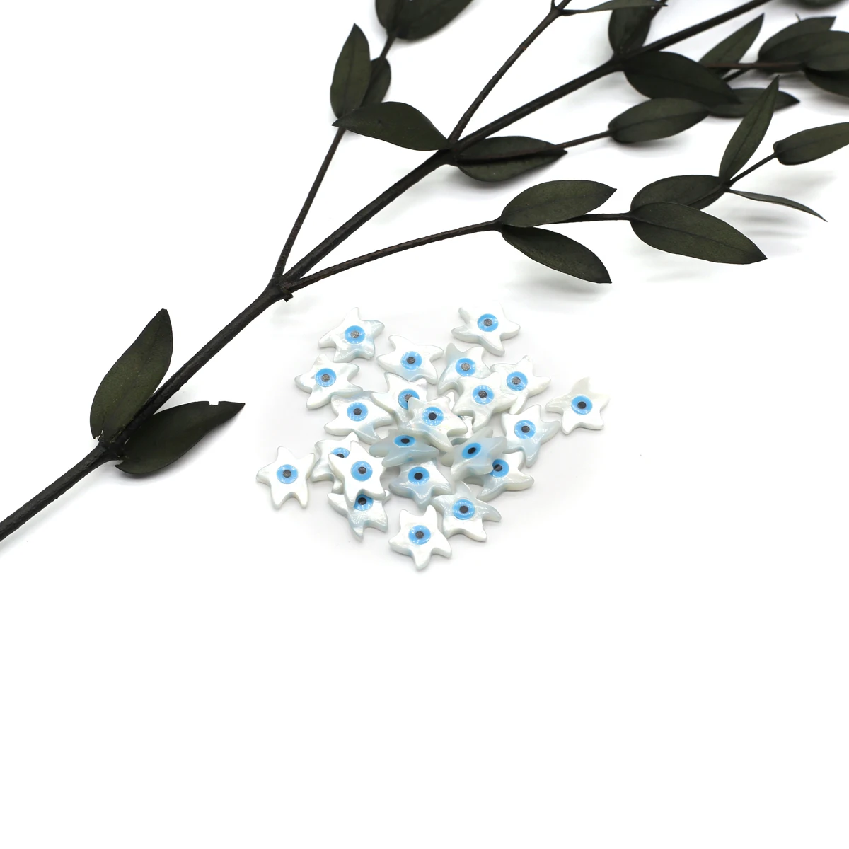 20Pcs Blue Demon Eyes Beads Natural Shell Evil Eye Starfish Shape Beads Handmade Jewelry Making Bracelet Necklace Charms