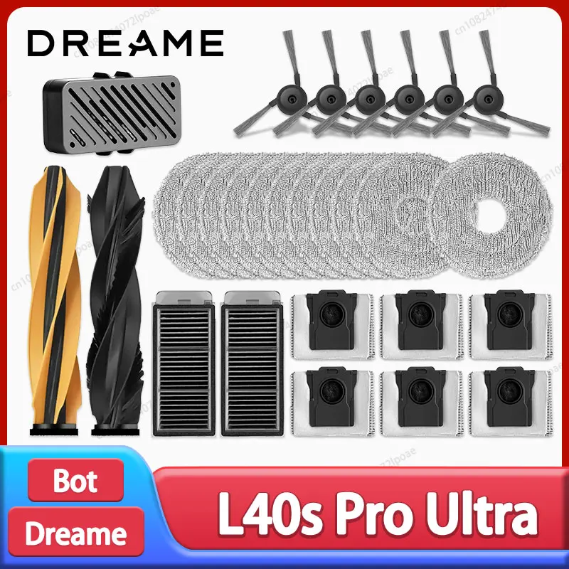Dreame L40s Ultra / L40s Pro Ultra Vacuum Cleaner Replacement Accessories Main Side Brush HEPA Filter Mop Cloths Dust Bag Spare