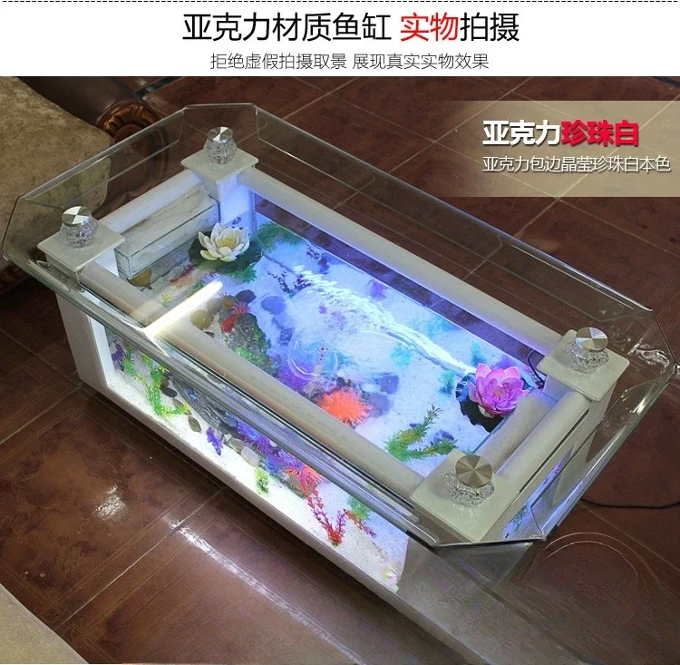 Wholesale Supply Curling Edge Coffee Table Ecological Glass Fish Tank Turtle Tank Living Room Sofa Desktop Ultra Coffee Table