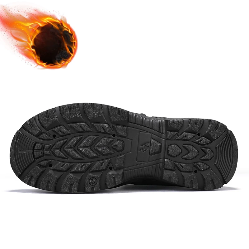 Herren Schneestiefel Anti-Rutsch-Gummisohle Trainer Sportschuhe Schwarze flache Stiefel Chelsea-Schuhe mit Fleece-Isolierung, Winterstiefel