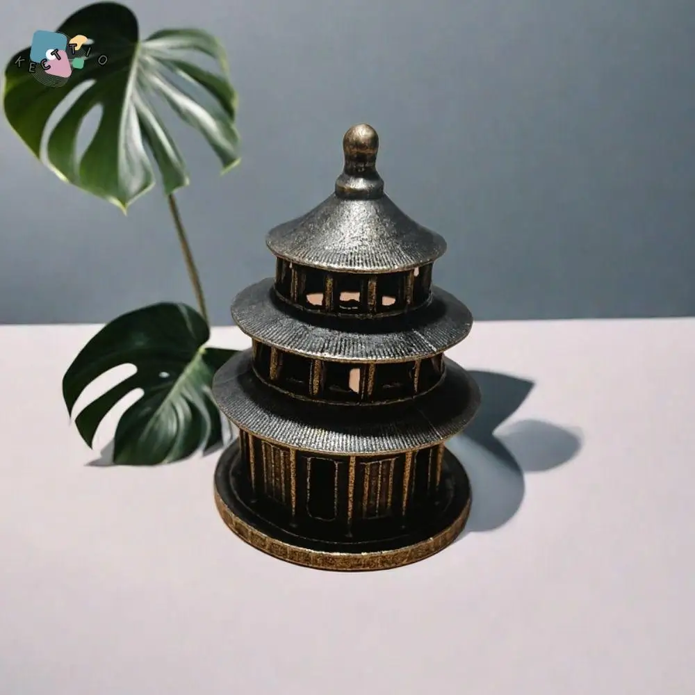 

Creative Lasting Temple of Heaven Incense Stove Durable 3D Copper Pagoda Ornaments Hollow Antique Incense Plate Indoor