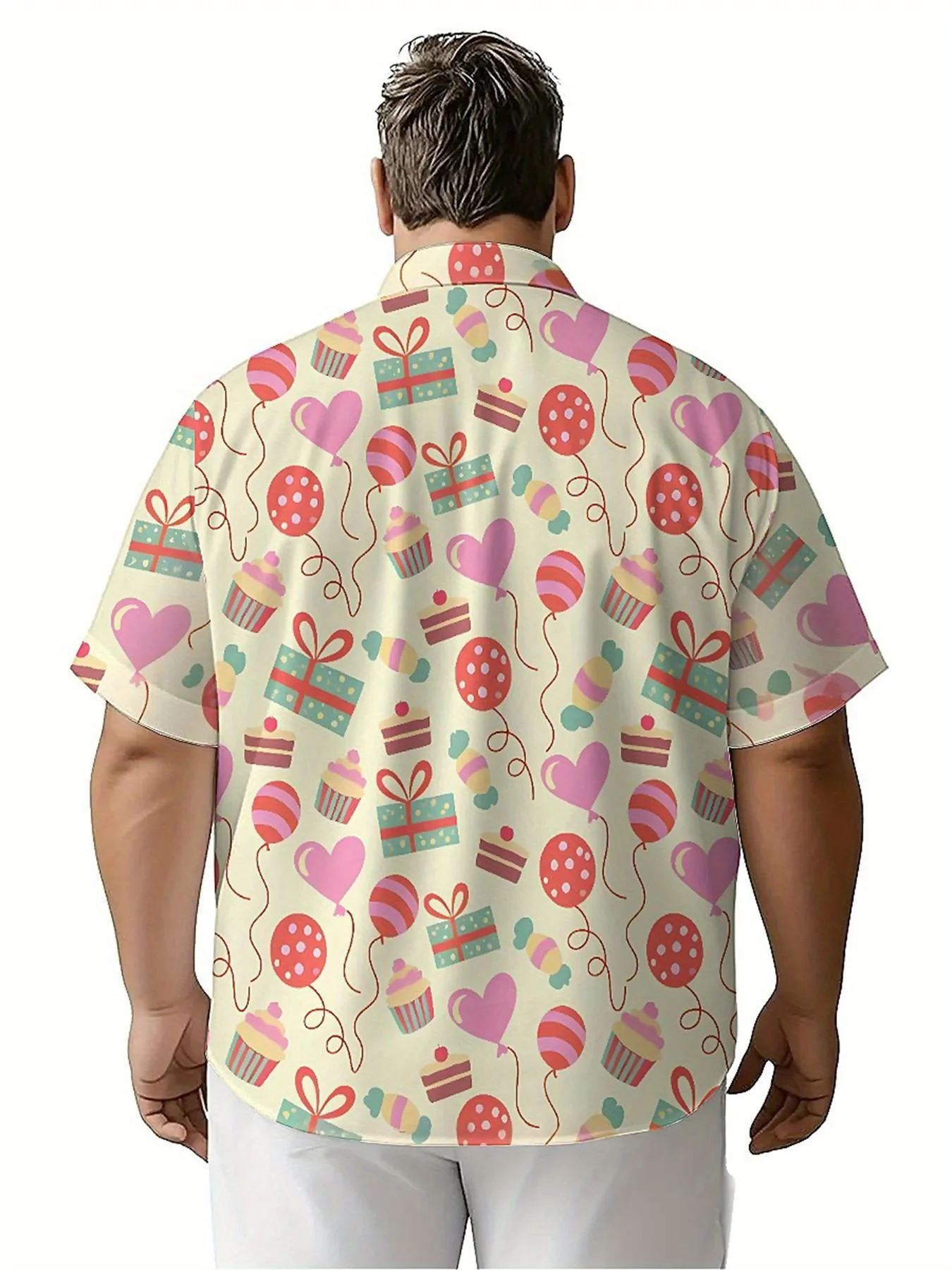 Camisas havaianas masculinas plus size comemora o padrão de aniversário, roupas juvenis de conforto premium, tops streetwear y2k