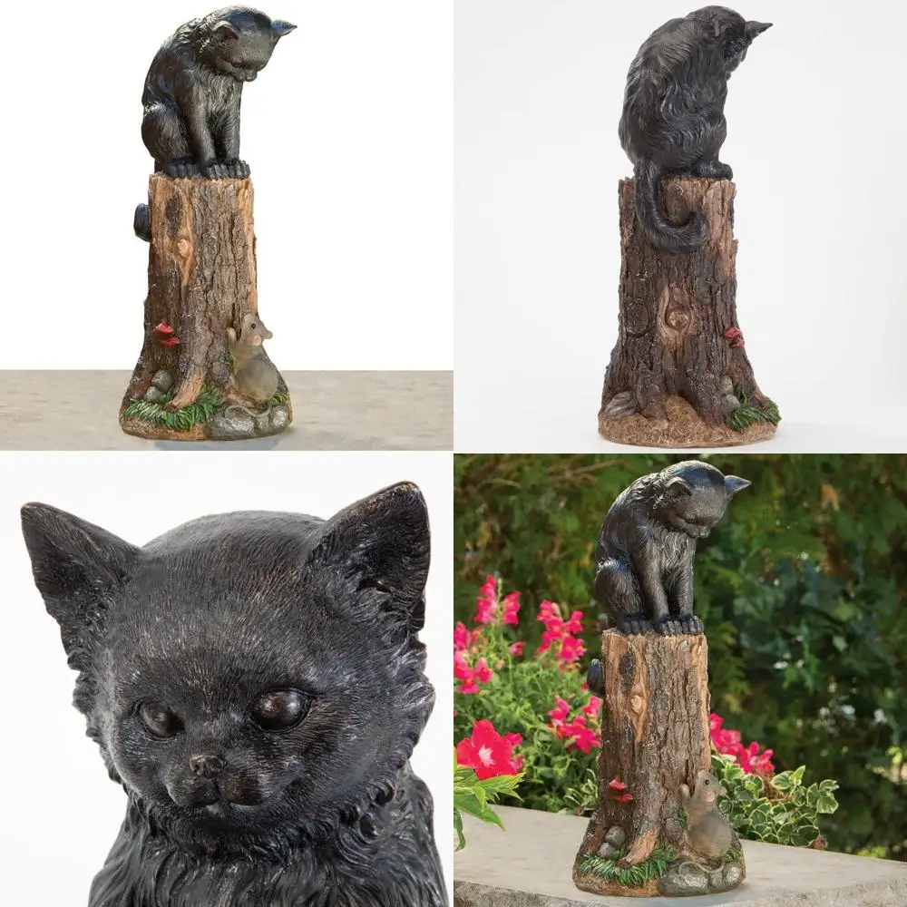

Статуя для уличного сада: устойчивая к атмосферным воздействиям скульптура кота и мыши из поли смолы с котенком на пеньке.