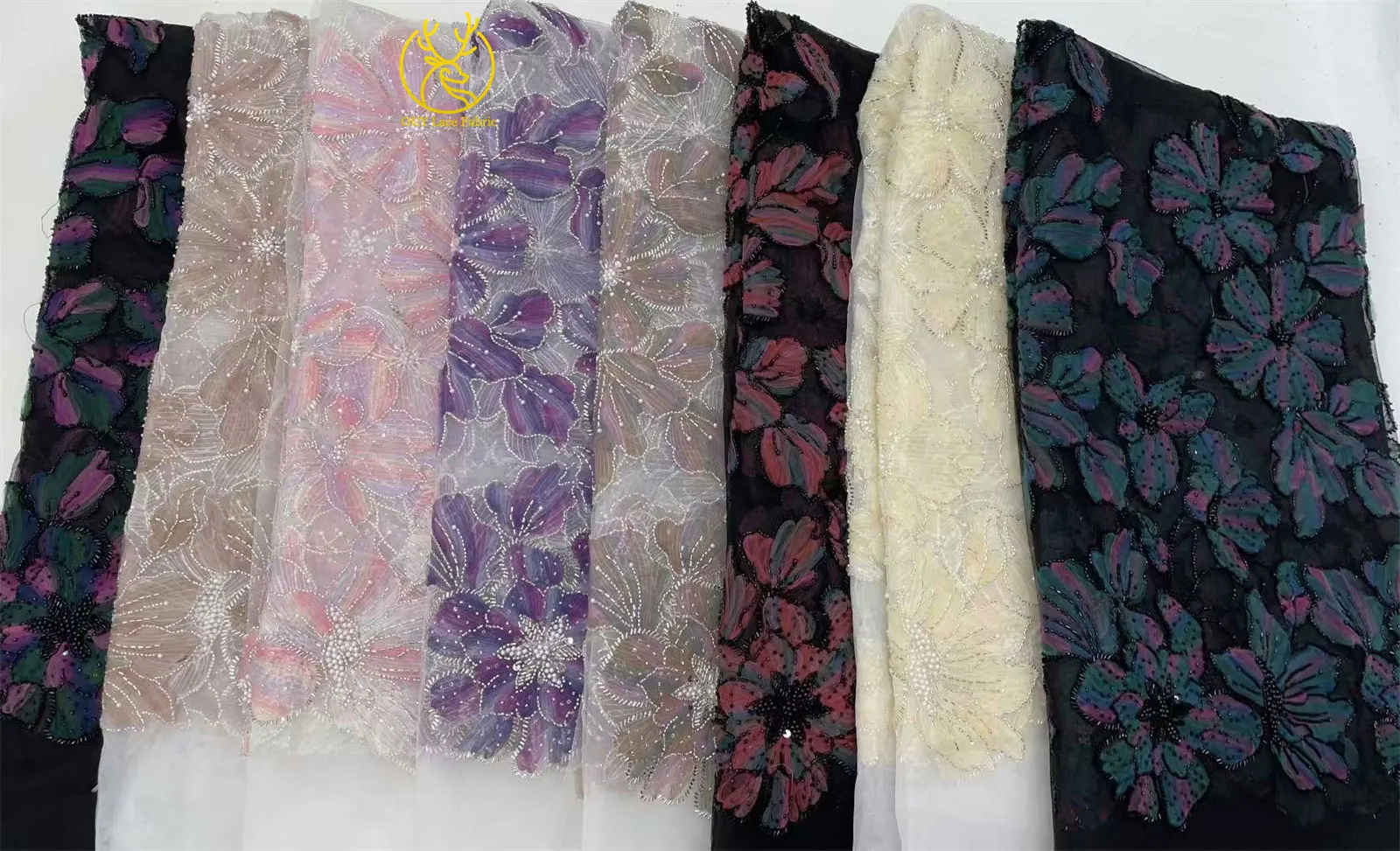 Elegant Nigerian African Beaded Lace Fabric 2025 French Sequins Embroidered Flower African Lace Fabric for Sewing Dresses