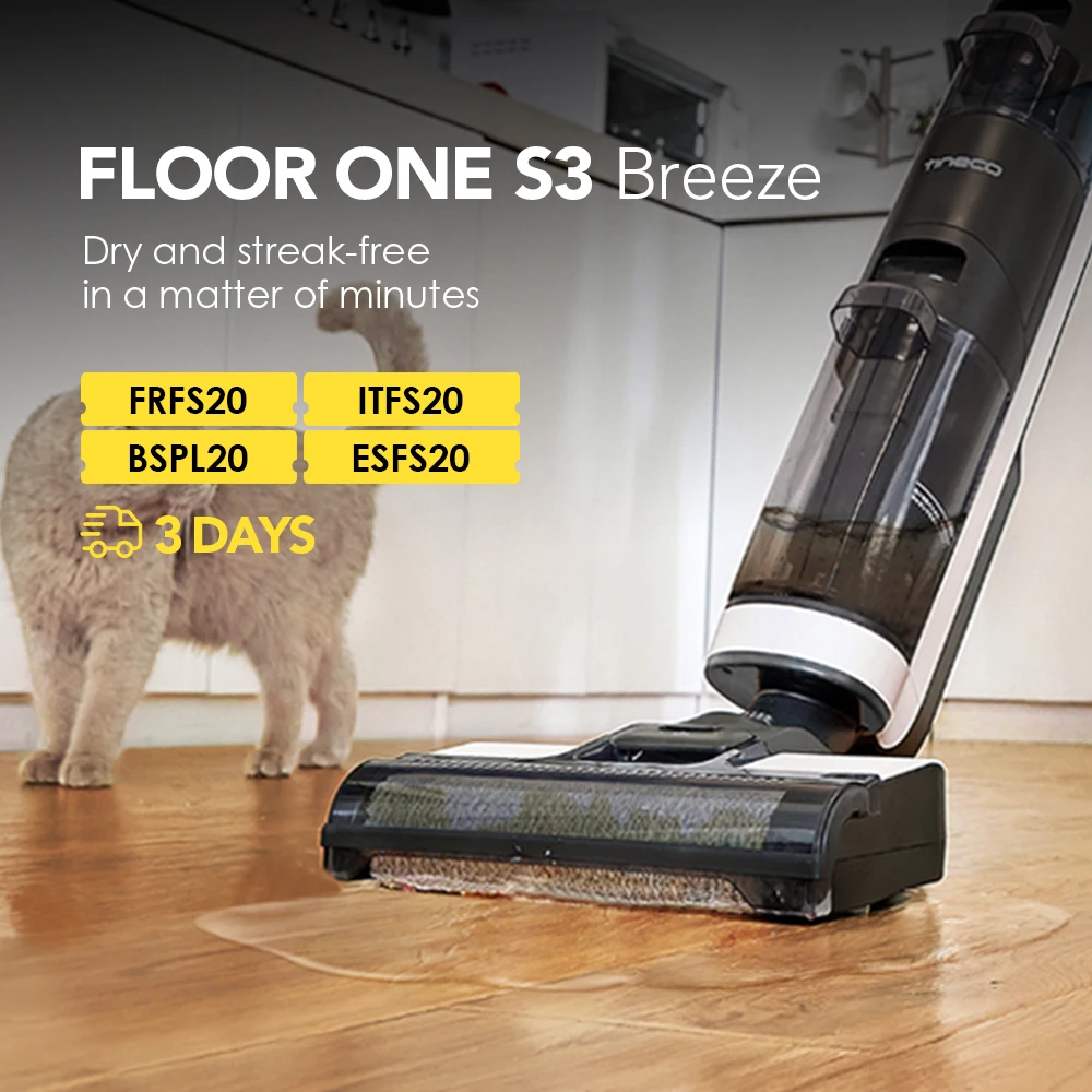 Tineco Floor One S3 Breeze Aspirapolvere Lavapavimenti Cordless Wet Dry Mop elettrico Autopulente Elettrodomestico intelligente