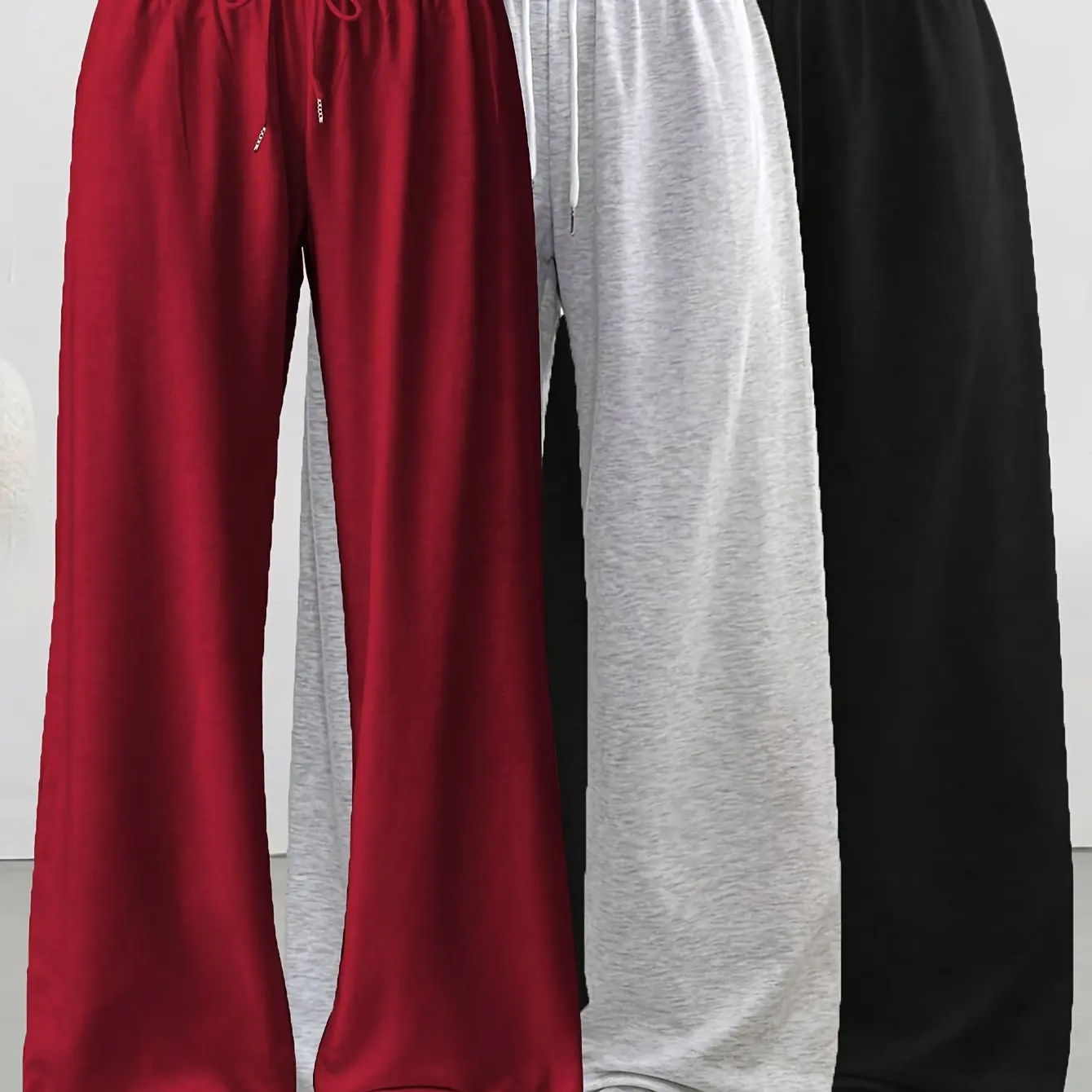 Lässige Damenhose mit weitem Bein, elastische Taille, lockere Passform mit mittlerem Stretchstoff, maschinenwaschbar