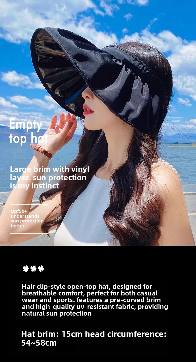 UPF50+ Sonnenblende-Hut, Dual-Use-Vollgesichts-Sonnenschutz, faltbares Stirnband für Strand, Wandern, Outdoor, Sommerhüte für Damen – Detail 1