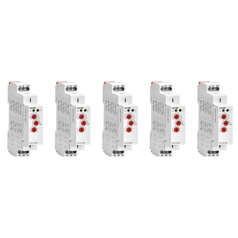 5X GEYA GRT8-M1 On Off Time Delay Relay 16A AC/DC12V-240V Multifunction Din Rail Automatic Timer Relay