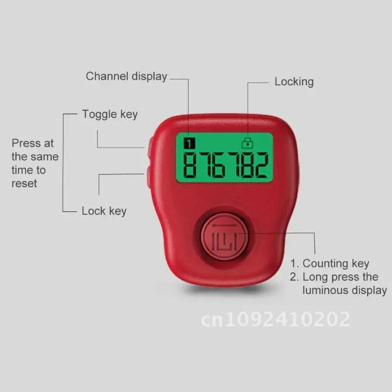 

Rechargeable Clicker Finger Counter 6 Channels Silent L21C Tasbih LED Tally Digital