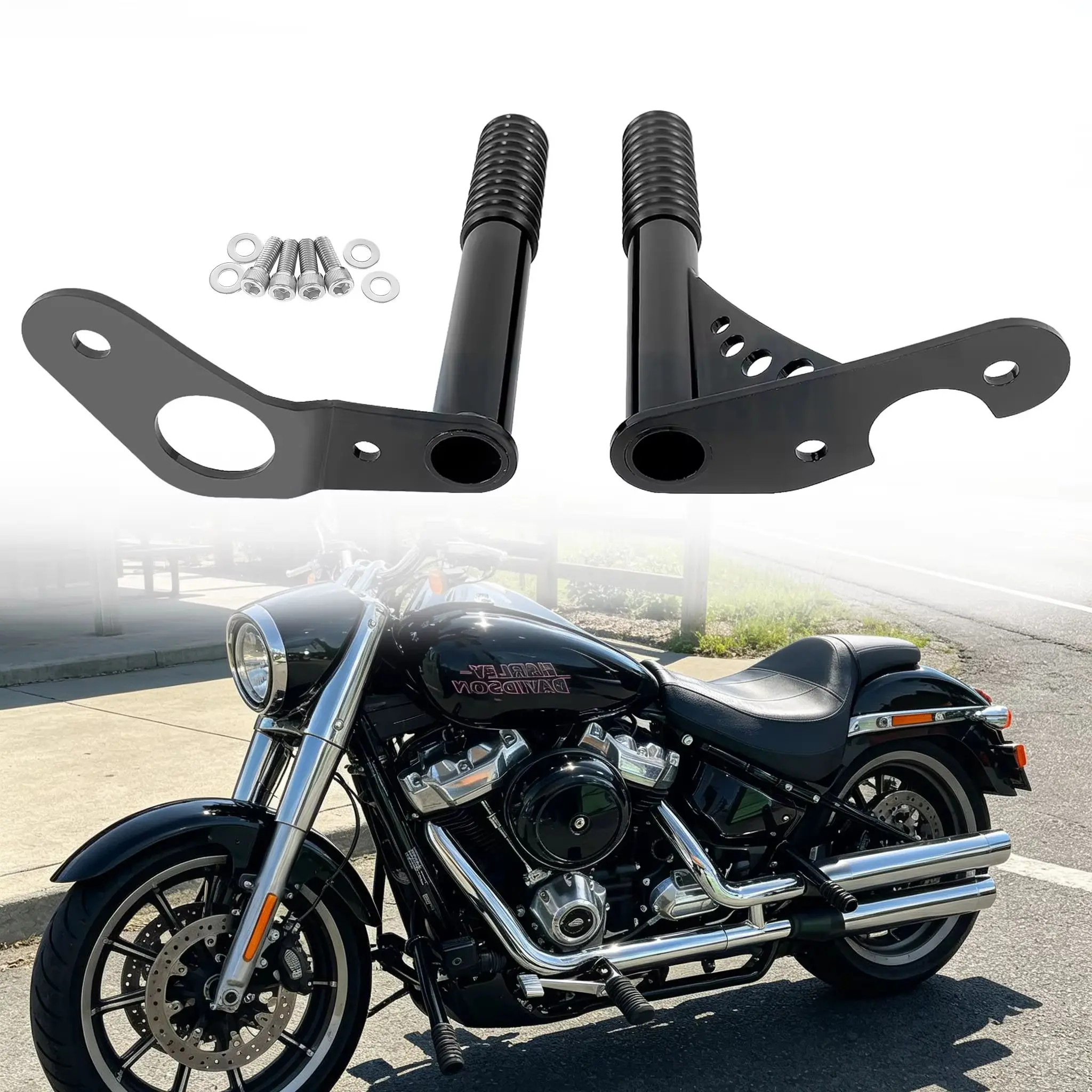 

Для мотоциклов Harley Softail Standard, Street Bob, Low Rider ST, Heritage Classic 2018-2025: задние защитные дуги (крэш-бары) с креплениями для ног (фут-пеги)
