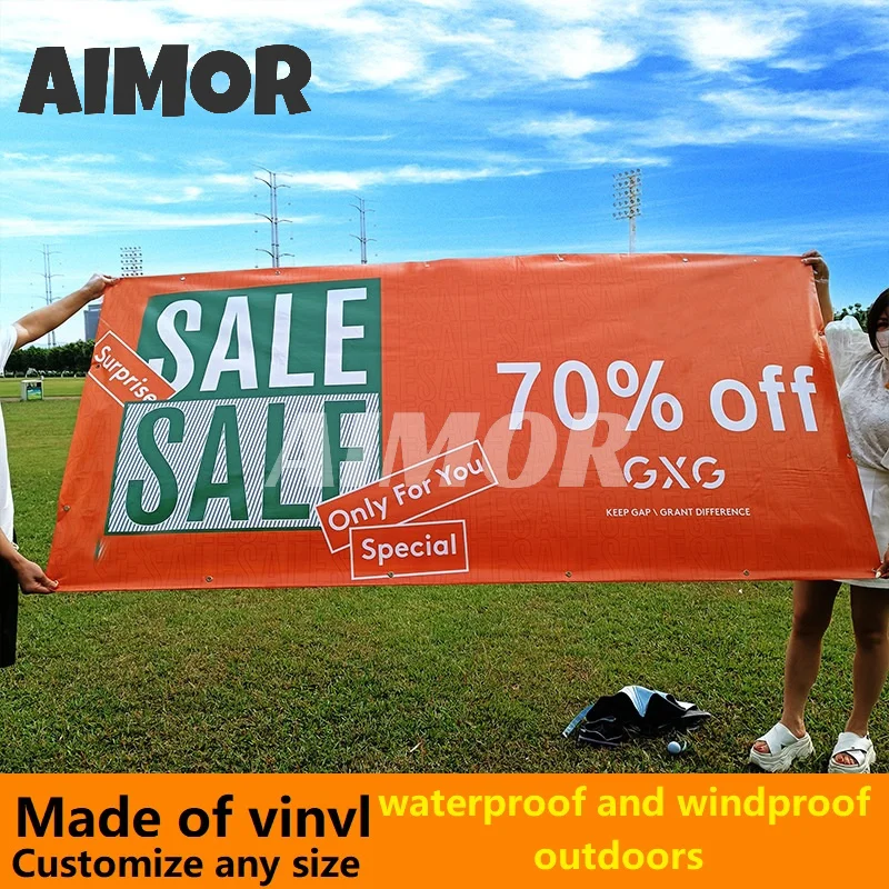 

AIMOR Advertising Banner DIY LOGO Background Customization Flex Outdoor Spray Cloth Print Pvc Viny Publicity Sport Promotion