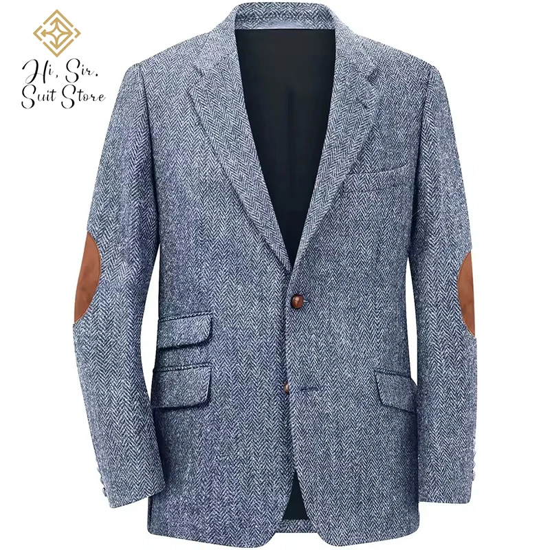 

Мужской пиджак с узором «елочка», однобортный, повседневный, элегантный, мужской костюм, куртки, пальто, мужская сценическая одежда, мужская одежда