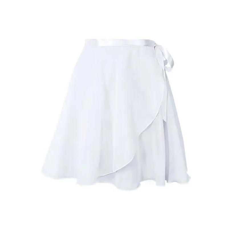 CLYFAN Girls Ballet Skirts Dance Skirt White Black Chiffon Skirts Woman Tied Mini Short Dance Skirt