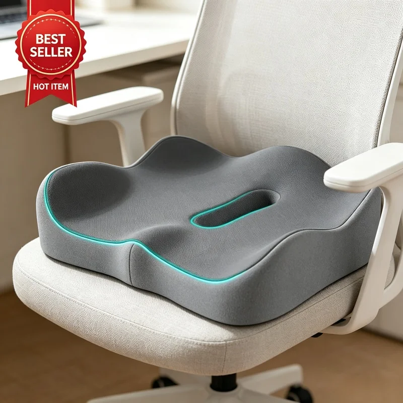 Ergonomic Hip Pressure-Relief Seat Pad Memory Foam Cushion for Office Home Car Seats Tailbone Pain Relief