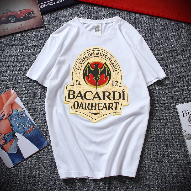 Summer New Cotton Tshirt For Man Oversized O-Neck Tees BACARDI 3D T Shirt Casual Streetwear Male\'s Short Sleeve Clothing Tops