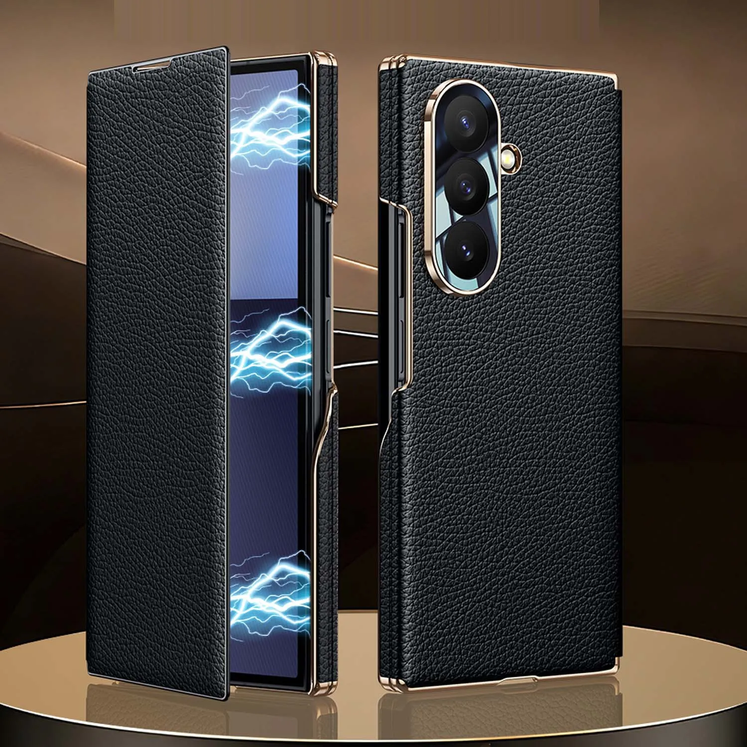 

Genuine Leather Case for Samsung Galaxy Z Tri-Fold, Premium Cowhide Magnetic Flip Cover, Business Luxury Protective Shell