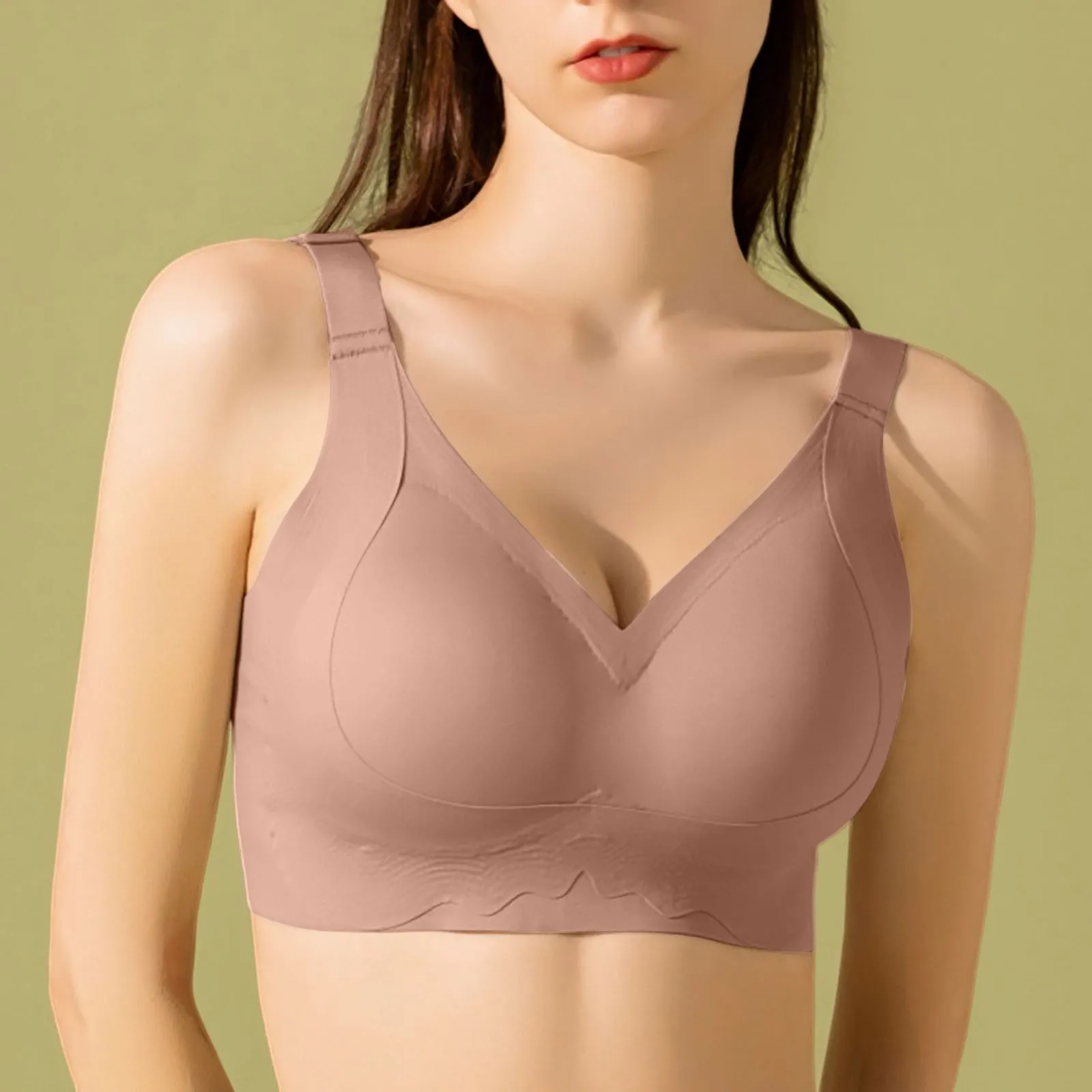 

Full-Cup Seamless Large-Breasted Underwear Women's Thin Gathers Lingerie Anti-Sagging Corset And Closes The Breast Smooth Bras