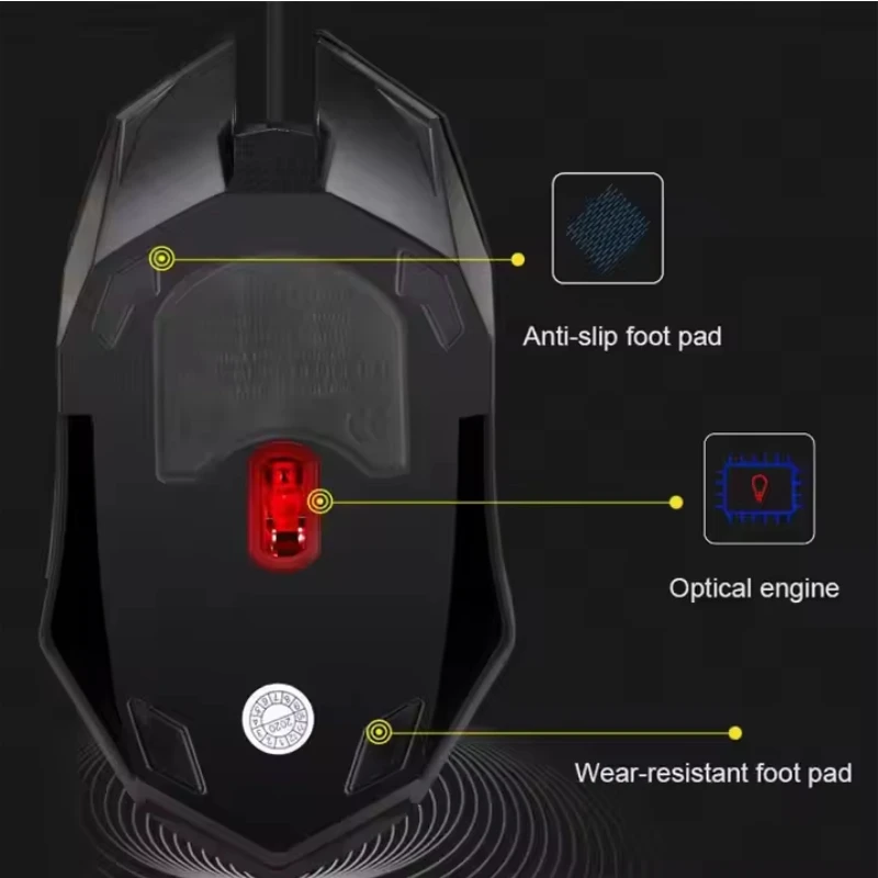 ماوس سلكي USB LED ملون مضيء زر ماوس الألعاب لألعاب الكمبيوتر المكتبي والكمبيوتر المحمول الفئران DPI1200 RGB ماوس مريح #4