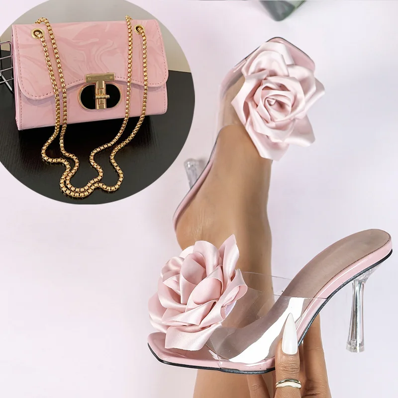 

Новые летние атласные розы на декоративном тонком каблуке, женские крутые тапочки с круглой головкой, модная сумка на плечо с замком, маленькая квадратная сумка с цепочкой