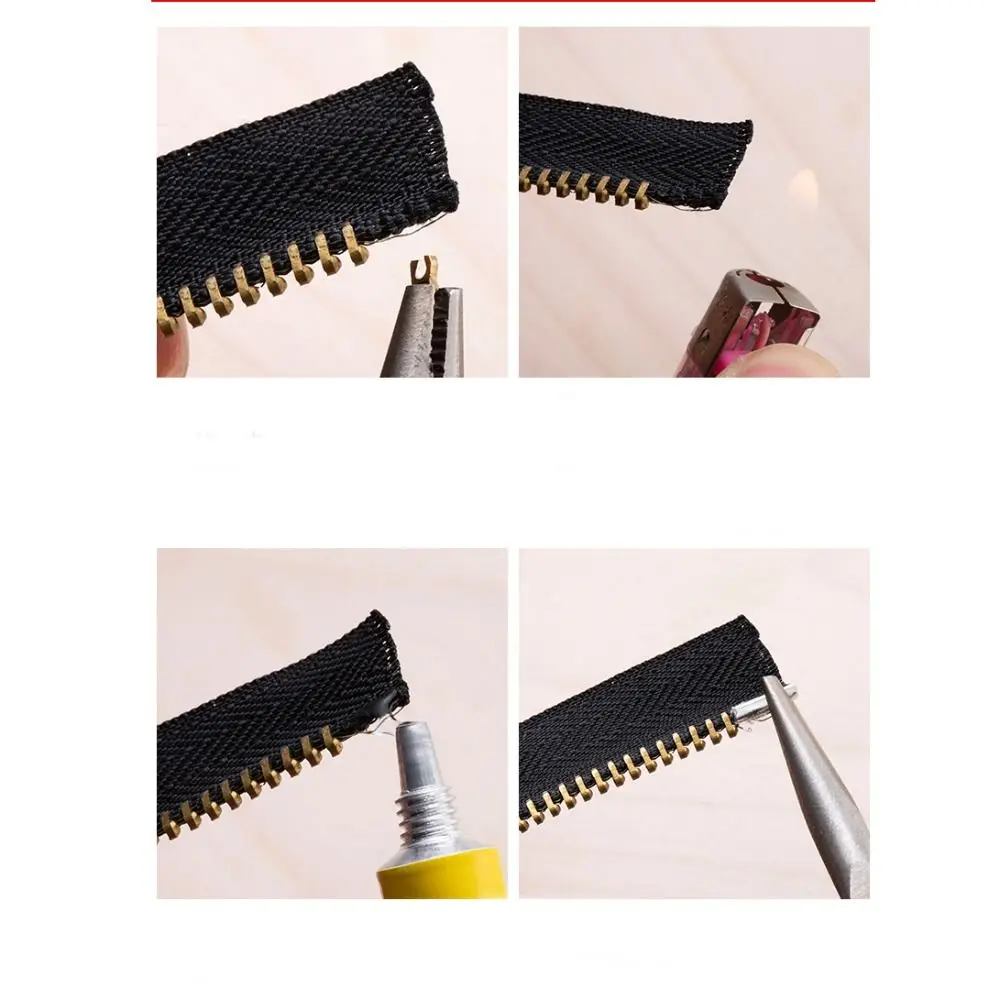 Professional Metal Zipper Slider Retainers Kit Claw-Style Universal Zipper Pulls Repair Kit Top/Bottom Stops Zipper Hardware