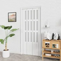 36x80 3-Lite Frosted Glass Accordion Door, Double Layer PVC, with 2 Handles 3