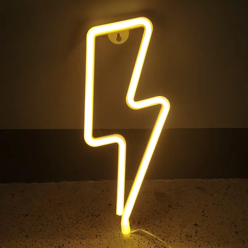 LED Bolt Neon Lamp Christmas Decoration Pendant Neon Light Festival Atmosphere Home Party Bar Wall Hanging Decor Adult Kid Gift