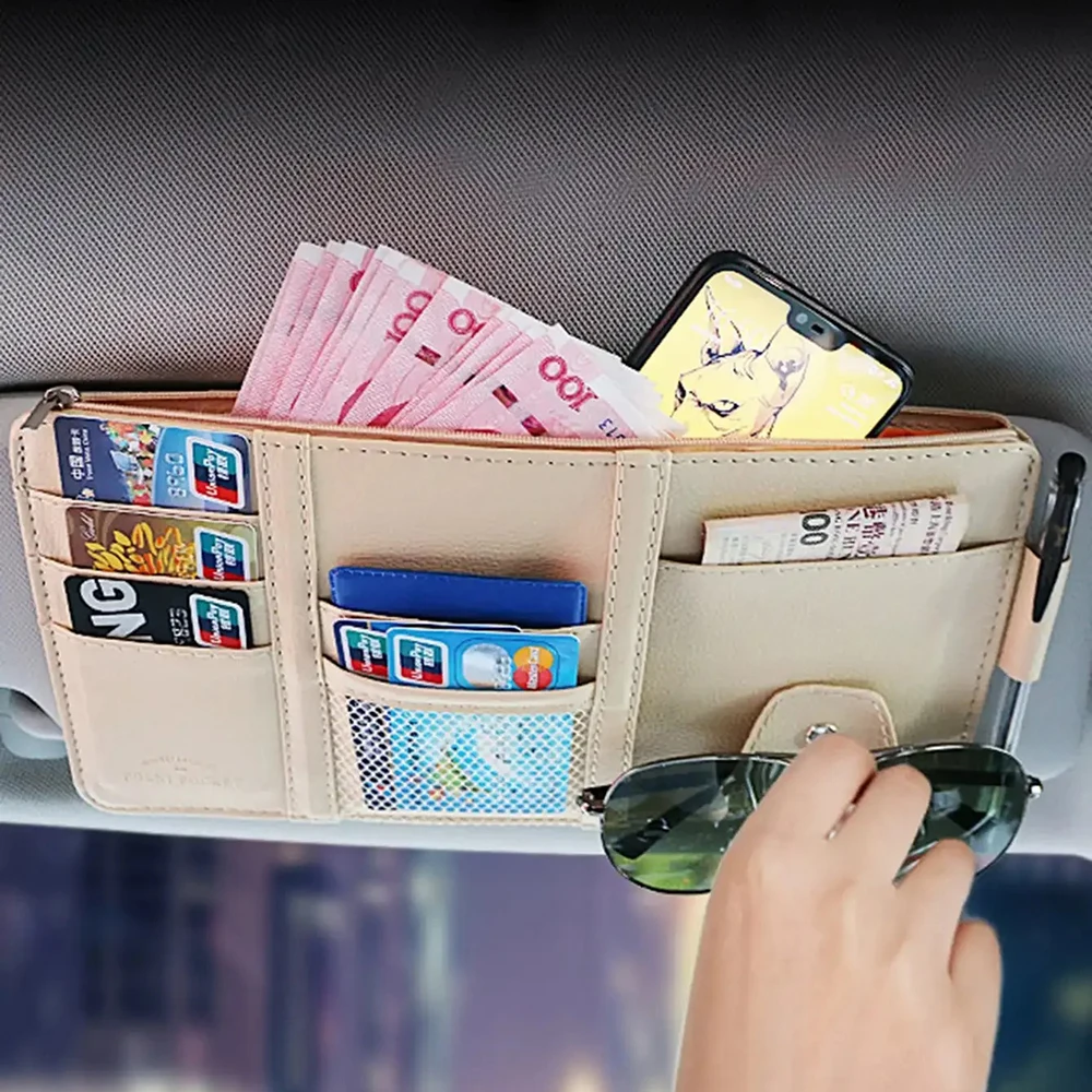 

1pc-Car Sun Visor Bill Pen Business Card Holder Organizer Storage Box Sunglasses Clip Stowing Tidying Car Accessories