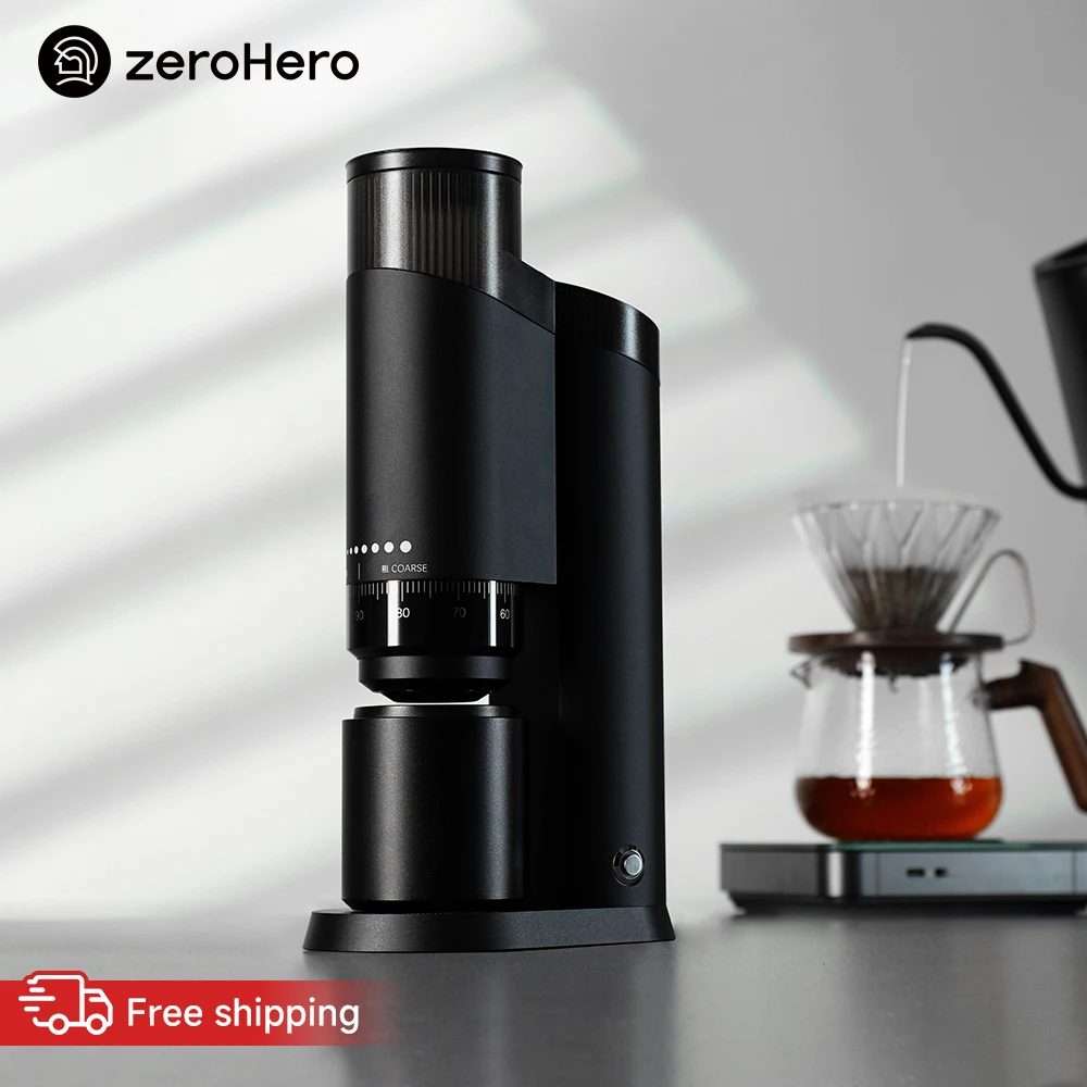 zeroHero Electric Burr Grinder 55dB Gear Drive High Concentricity for Home Office Espresso Pour Over Brewing Tools and Kits Prox