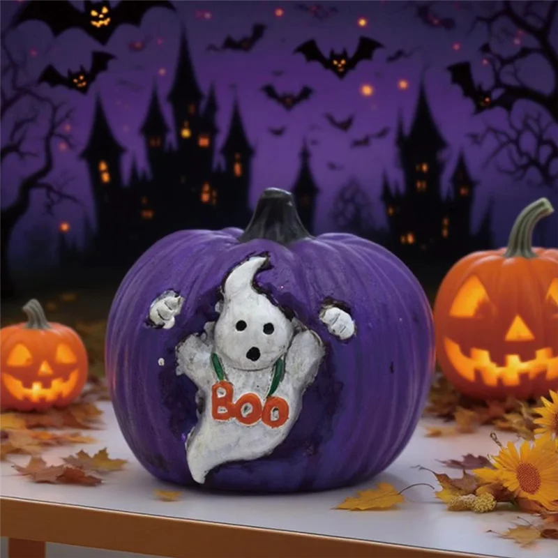 لقضاء عطلة الهالوين زينة الراتنج النحت اليقطين شبح زخرفة الفن للمنزل مكتب الحفلات الداخلية #4