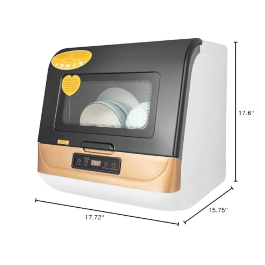 غسالة أطباق صغيرة محمولة على سطح الطاولة مع 3 برامج غسيل للتنظيف العميق وتجفيف الهواء بقدرة 800 وات مدمجة أوتوماتيكية