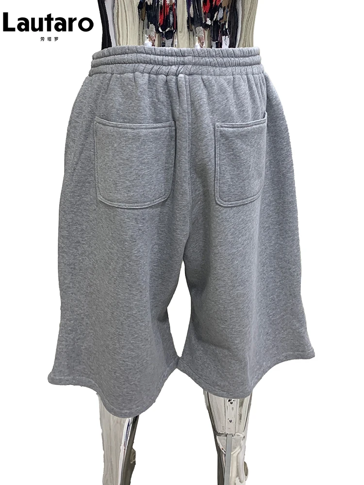 

Lautaro Лето Осень Свободные Повседневные Мягкие Серые Широкие Шорты Мужские Со Шнурком Эластичная Талия До колена Спортивные Брюки Одежда Мужчины 2025