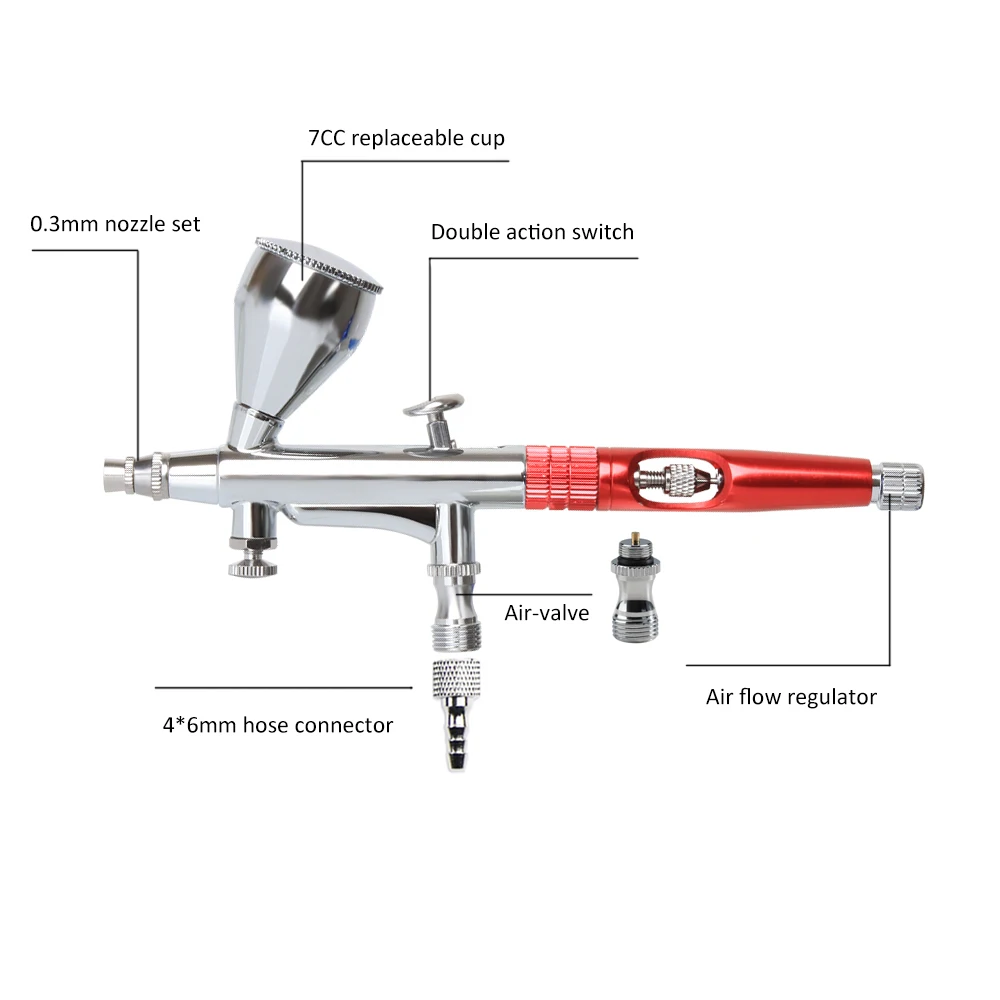 HHC Red Airbrush pistola a spruzzo vernice strumento professionale per aerografo 180 barbiere capelli chiodo bellezza nebulizzatore spruzzatore viso Mister Skin SPA Pen