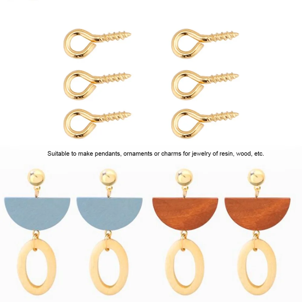 200Pcs Antique Alloy Screw Eye Hooks Different Colors 0.4 * 0.8cm Eye Pins Threaded Bails Pendant Making