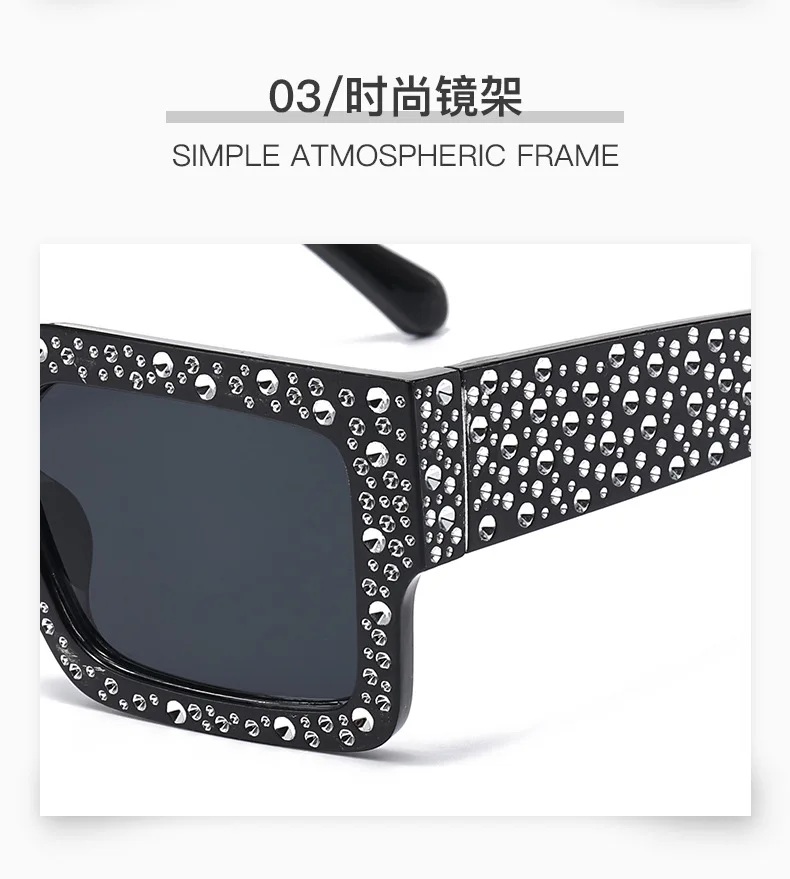 Retro Großen Rahmen Frauen Quadratische Sonnenbrille Schwarz Rechteck Coole Männer Sonnenbrille Einteilige Designer Sonnenbrille für Weiblich Männlich – Detail 7